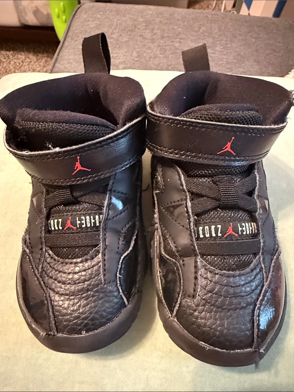 Jordan Black and Red Infant High-Top Sneakers